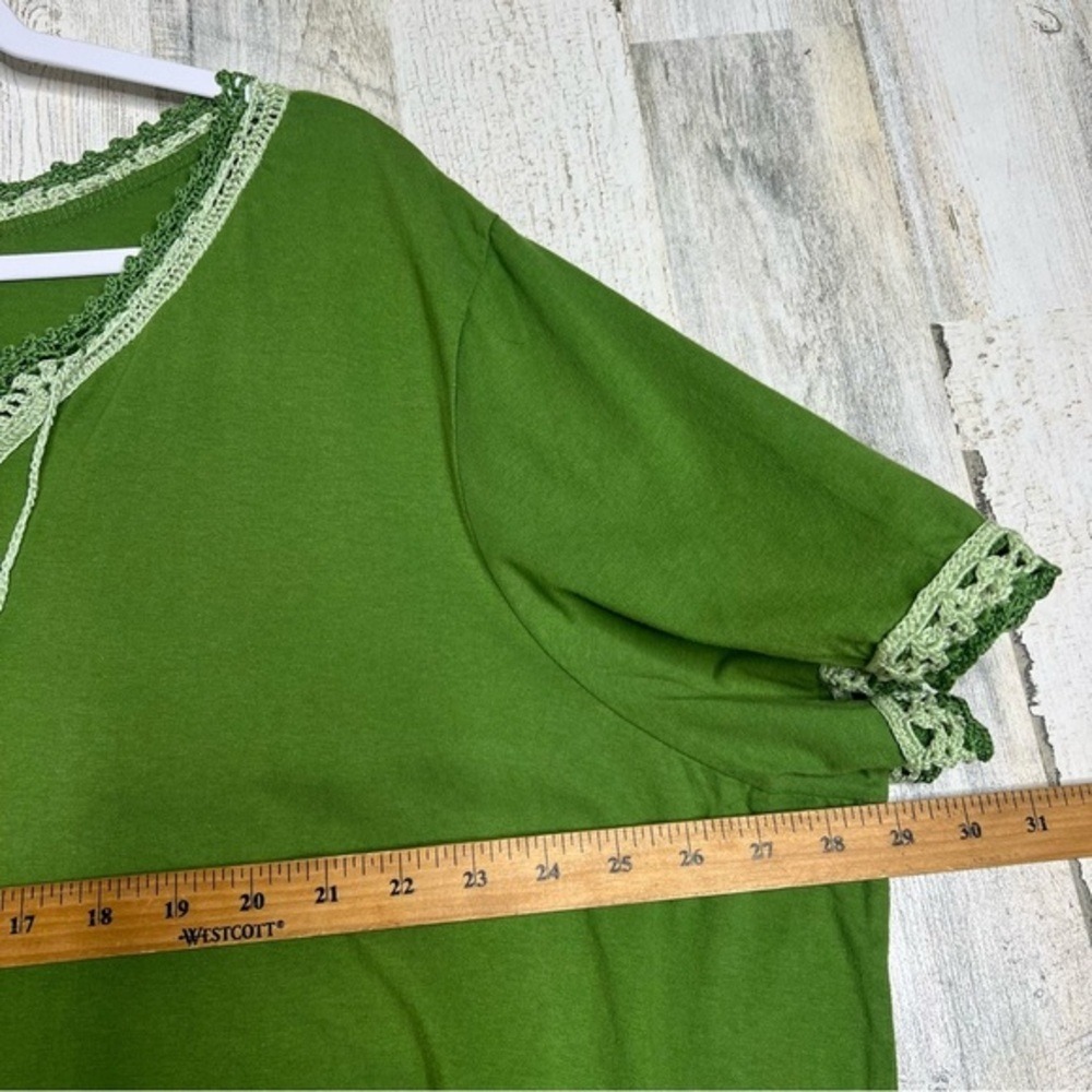 Veranesi Women's 4X Shirt Top Green‎ crochet trims and beaded tassel - Picture 12 of 13